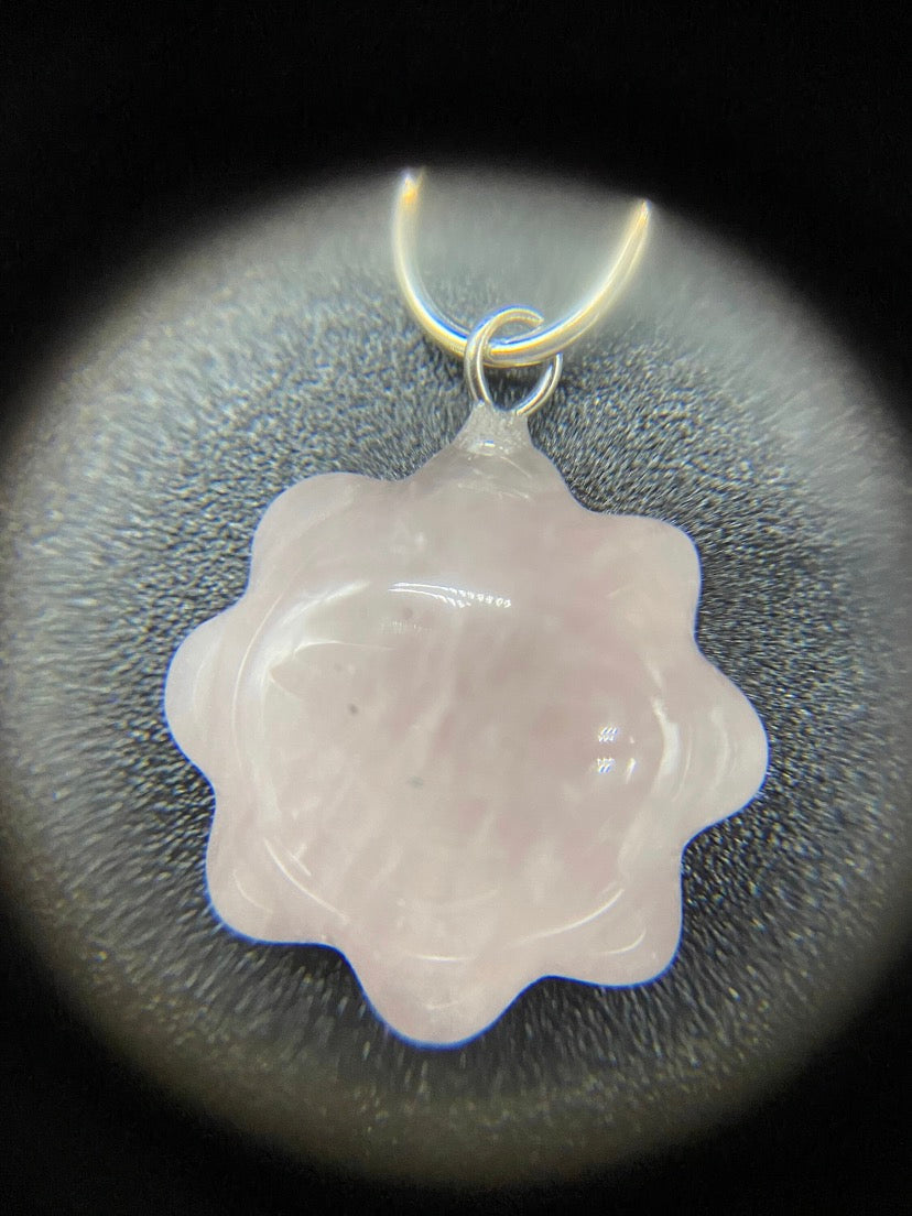 Rose Quartz Sun Pendant Sterling Silver Necklace