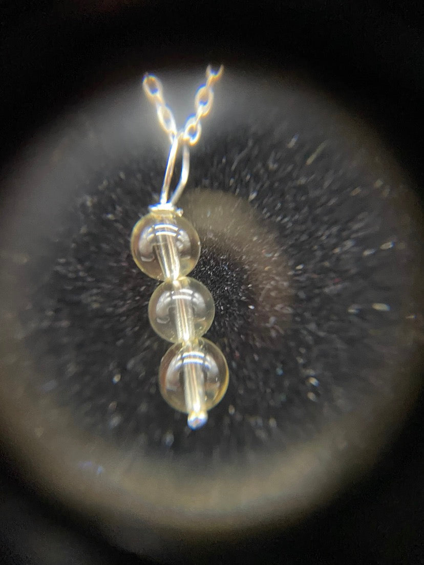 Triple Clear Quartz Bead Drop Sterling Silver Necklace