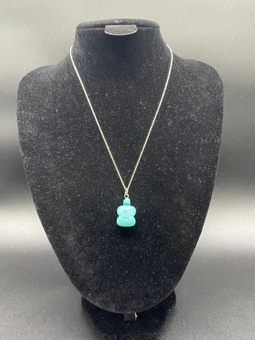 Turquoise Howlite Turtle Sterling Silver Necklace