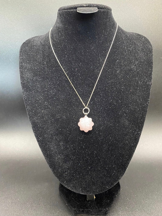 Rose Quartz Sun Pendant Sterling Silver Necklace