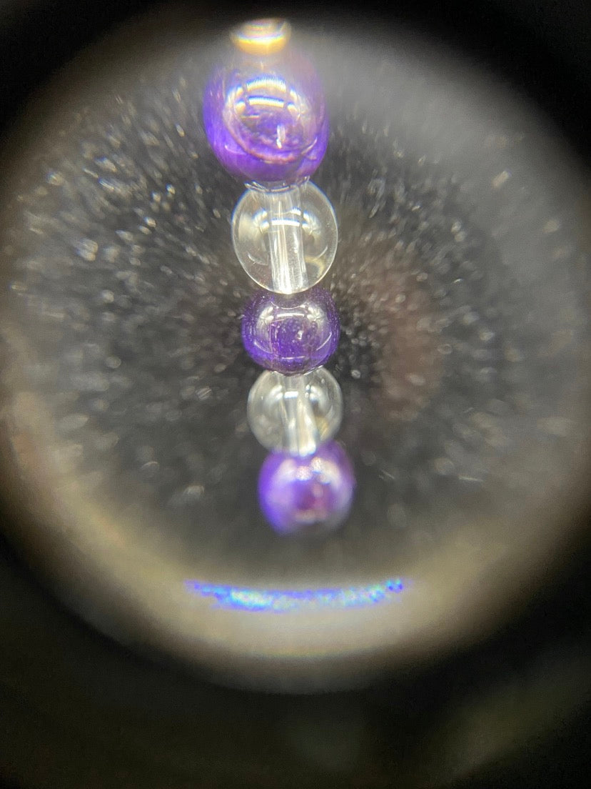 Purple Tiger's Eye & Clear Quartz Drop Sterling Silver Necklace