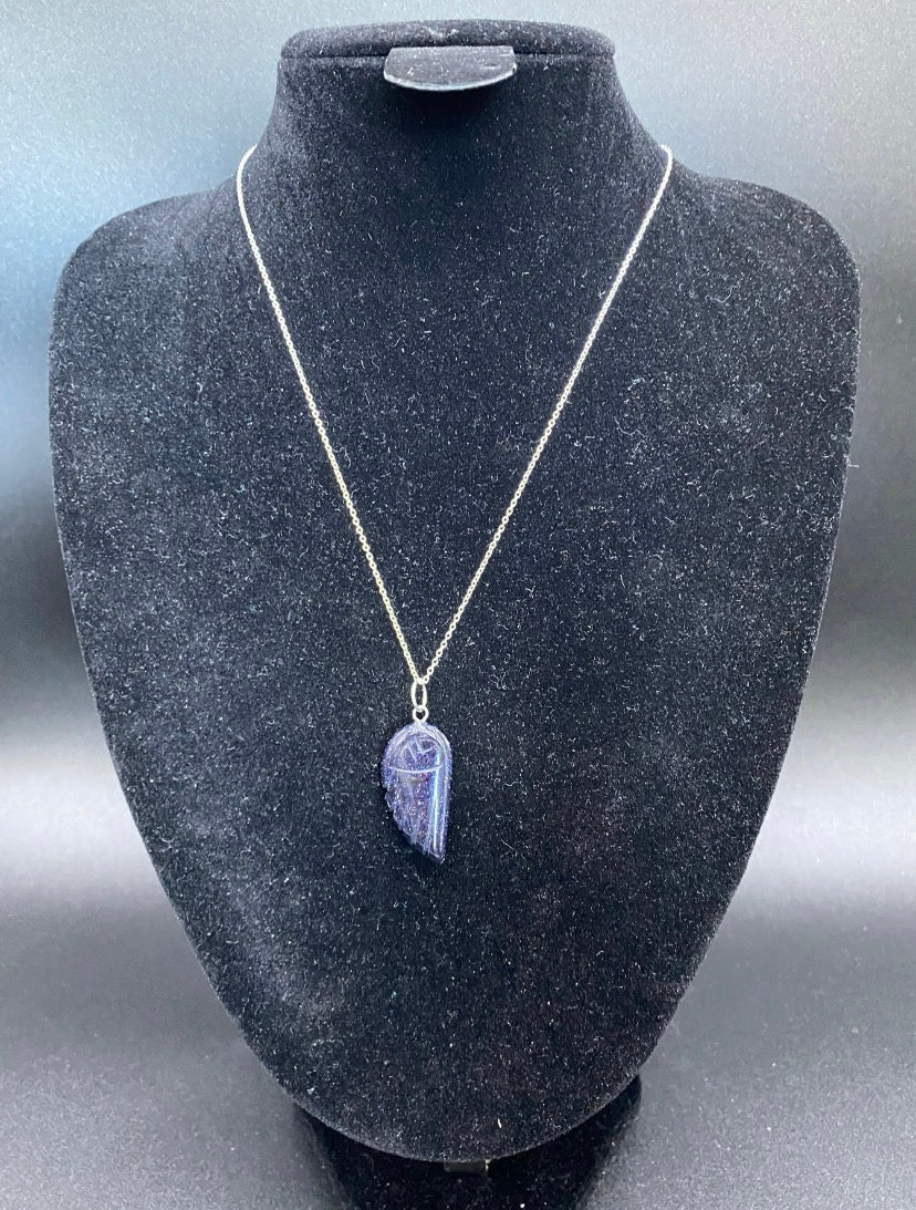 Blue Goldstone Angel Wing Handmade Sterling Silver Necklace |Sparkly Celestial Jewellery
