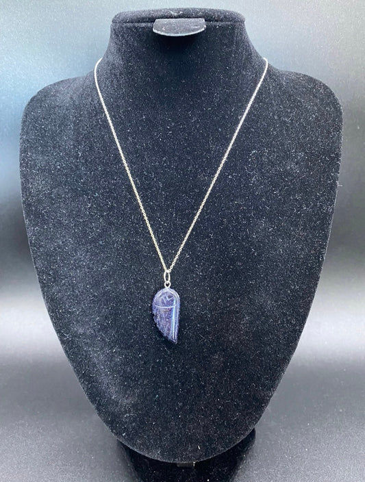 Blue Goldstone Angel Wing Handmade Sterling Silver Necklace |Sparkly Celestial Jewellery