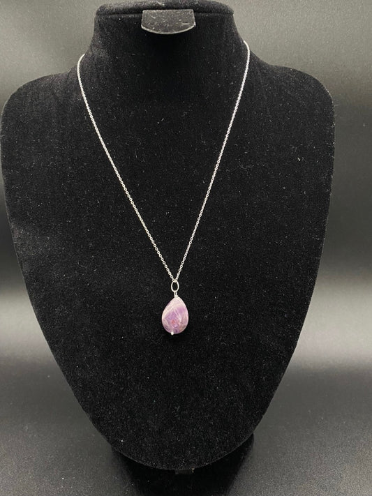 Amethyst Teardrop Sterling Silver Necklace