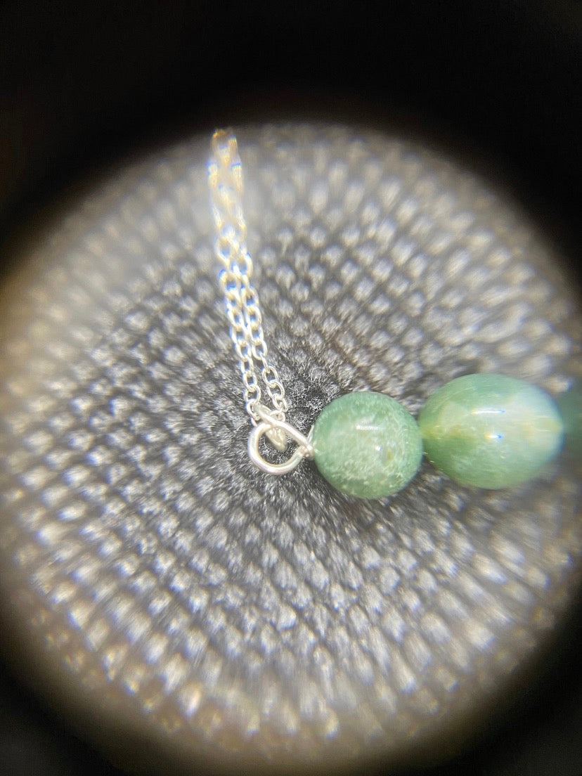 Green Picasso Jasper Beaded Drop Sterling Silver Necklace