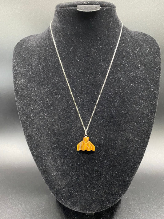 Tigers Eye Whale Tail Sterling Silver Necklace | Unique One of a Kind Crystal Pendant