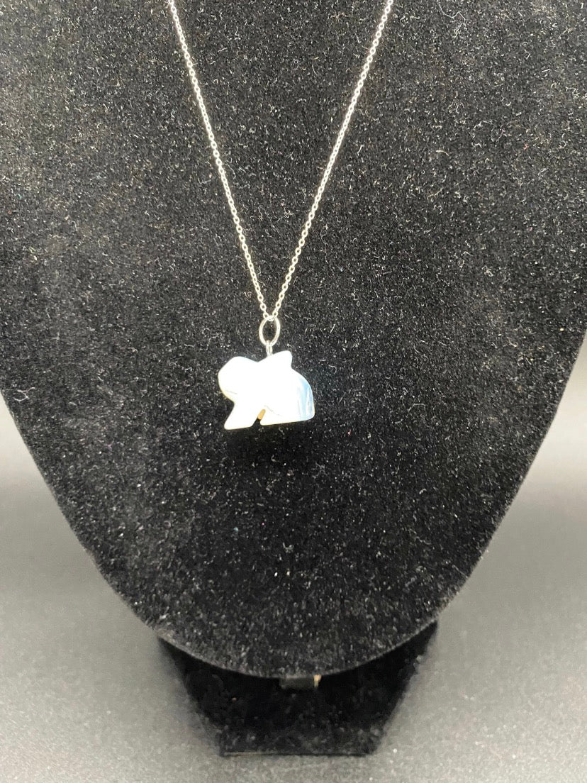 Opalite Rabbit Pendant Sterling Silver Necklace | Crystal Jewellery
