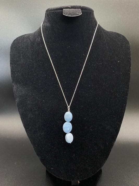 Blue Opal Pebble Sterling Silver Necklace Artisan Gemstone Jewellery