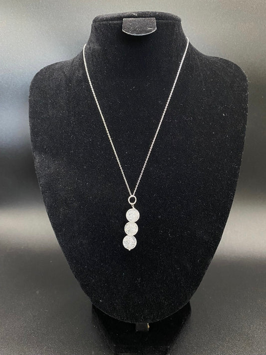 Triple Crackle Quartz Drop Sterling Silver Necklace