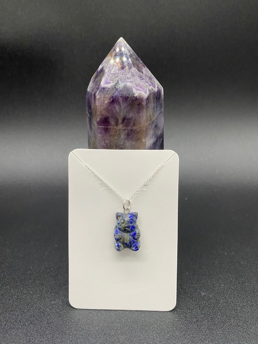 Lapis Lazuli Gummy Bear Sterling Silver Necklace