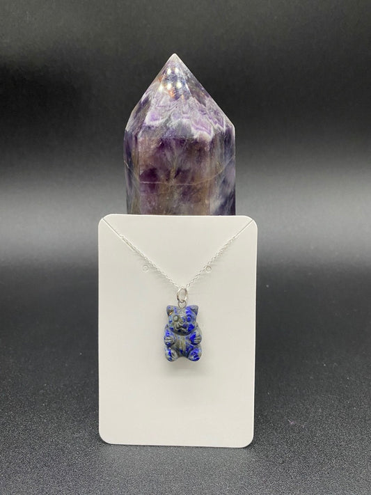 Lapis Lazuli Gummy Bear Sterling Silver Necklace