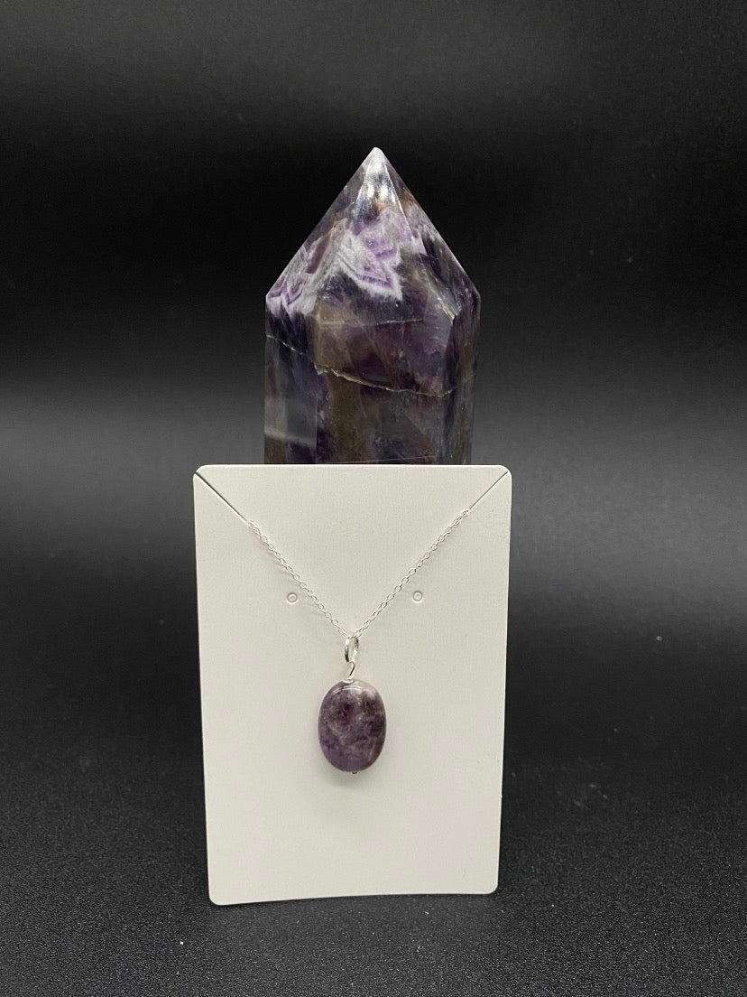 Amethyst Oval Pendant Sterling Silver Necklace