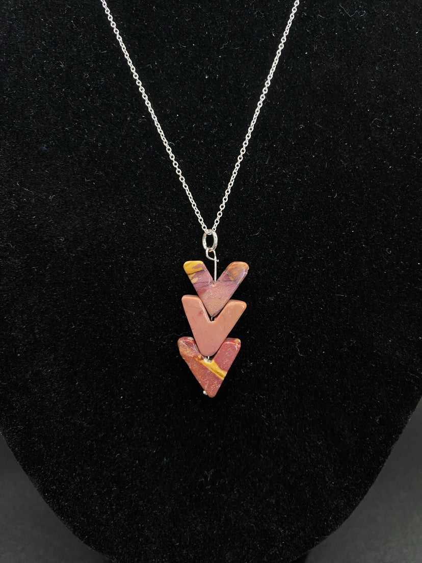 Mookaite Jasper Chevron Drop Sterling Silver Necklace