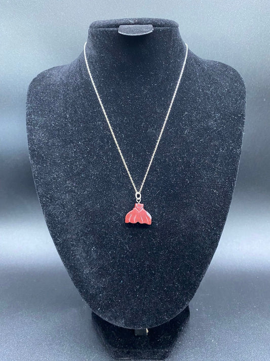Red Jasper Whale Tail Sterling Silver  Necklace | Unique One of a Kind Crystal Pendant