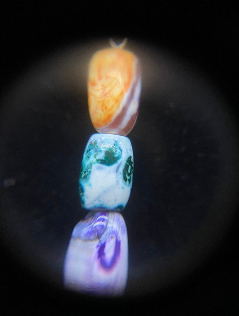 Multi-Colour Agate Bead Drop Pendant Sterling Silver Necklace