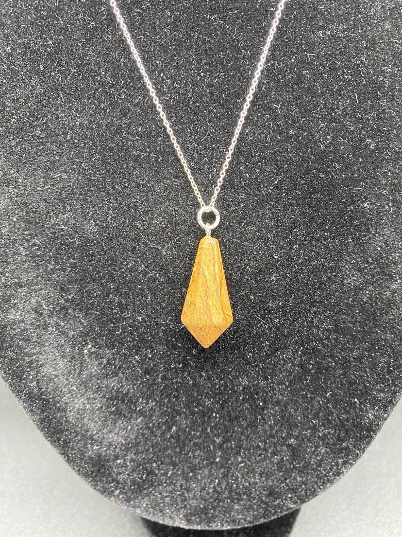 Picture Jasper Faceted Pendulum Pendant Sterling Silver Necklace