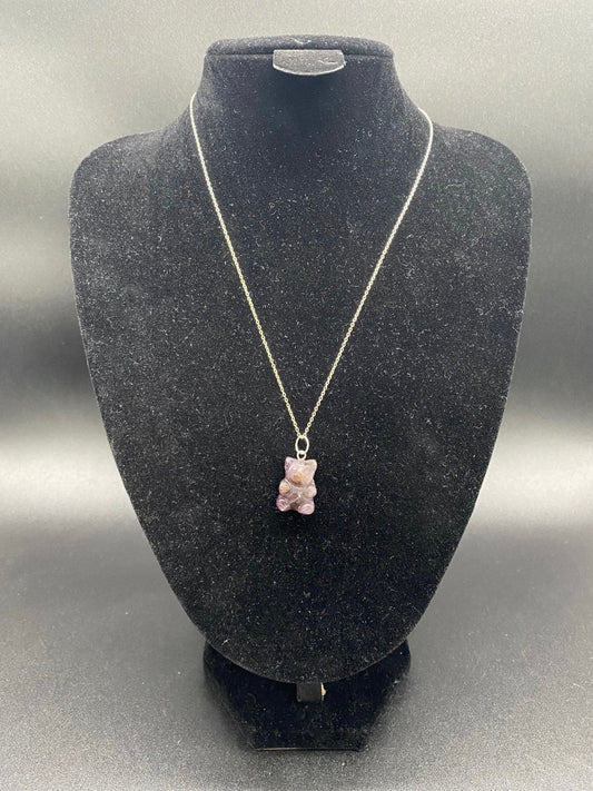 Amethyst Gummy Bear Pendant 925 Sterling Silver Necklace