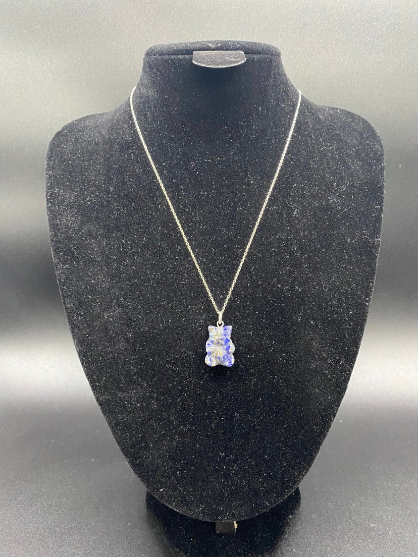 Lapis Lazuli Gummy Bear Sterling Silver Necklace