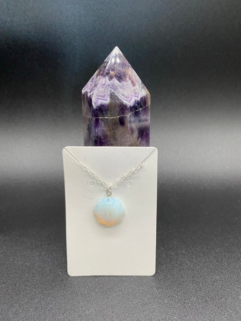 Opalite Sun Pendant Sterling Silver Necklace | Crystal Jewellery