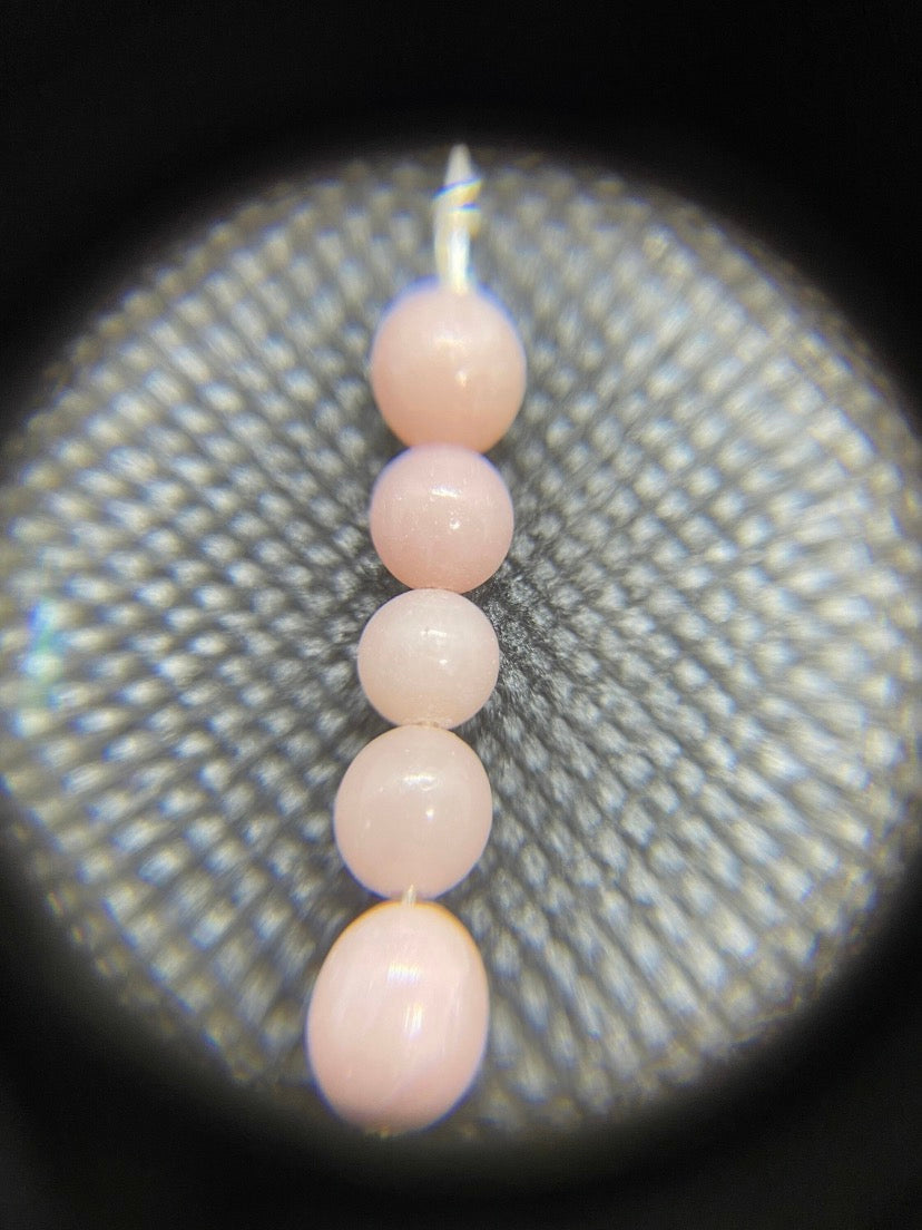 Pink Opal Beaded Drop Sterling Silver Necklace