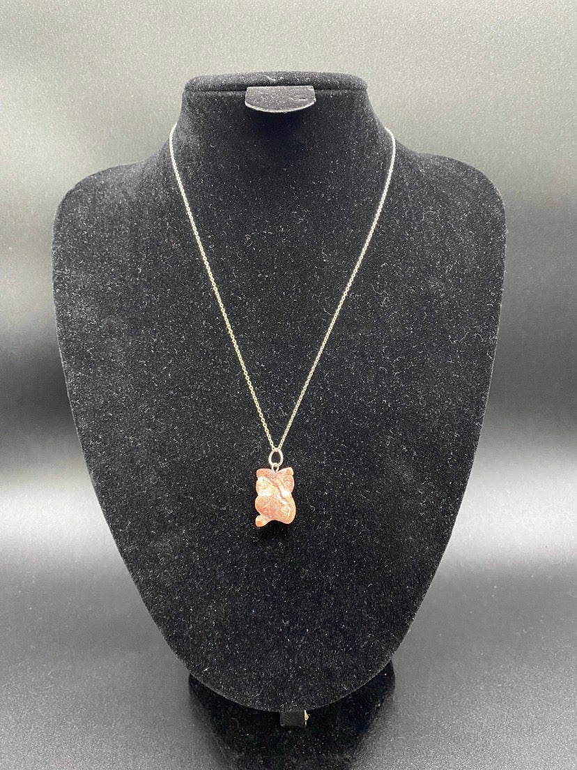 Ocean Jasper Owl Pendant Sterling Silver Necklace Crystal Jewellery