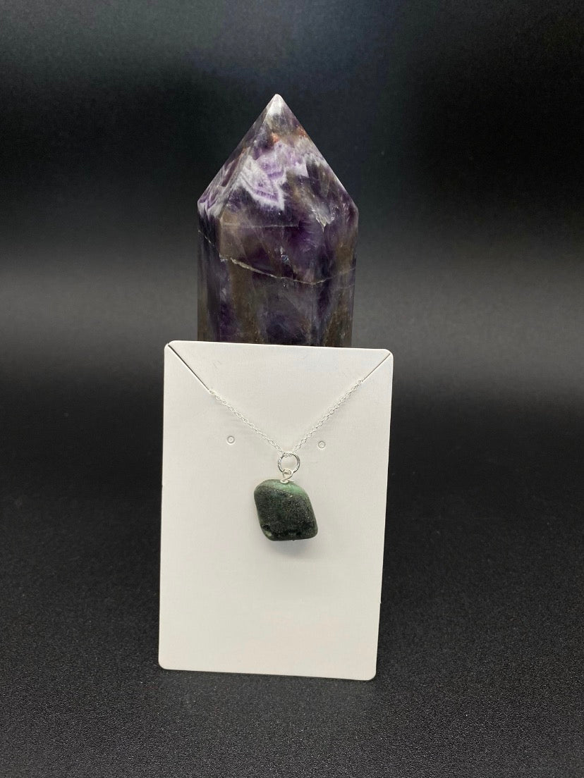 Handcrafted Raw Emerald & Sterling Silver Necklace