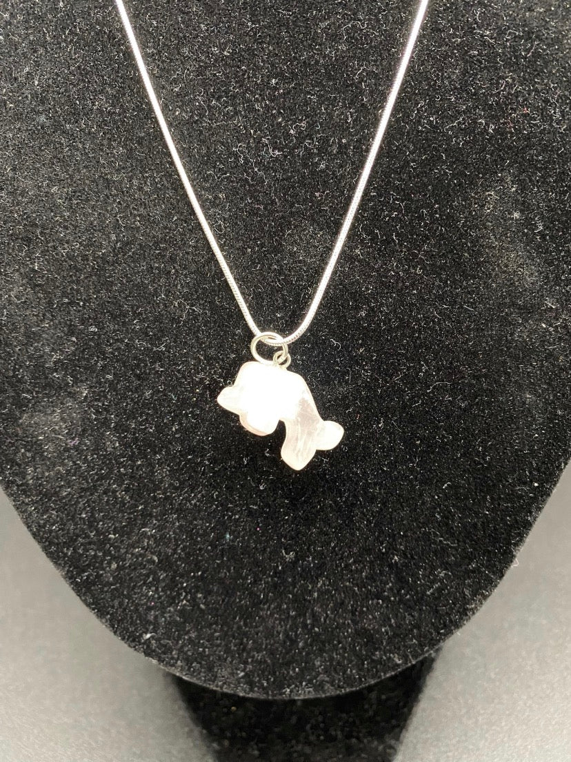 Rose Quartz Dolphin Sterling Silver Necklace
