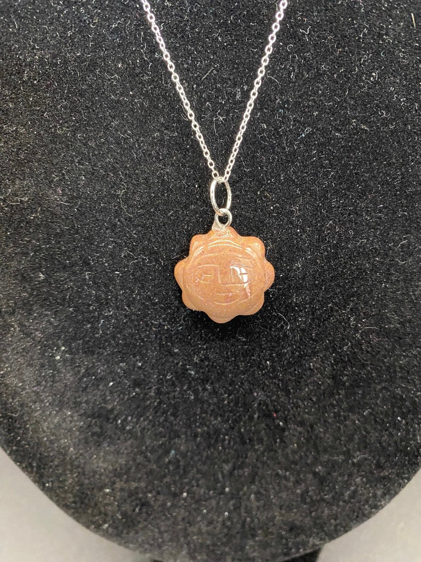 Red Jasper Sun Pendant Sterling Silver Necklace