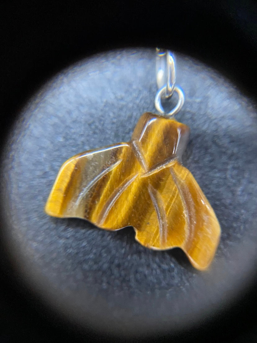 Tigers Eye Whale Tail Sterling Silver Necklace | Unique One of a Kind Crystal Pendant