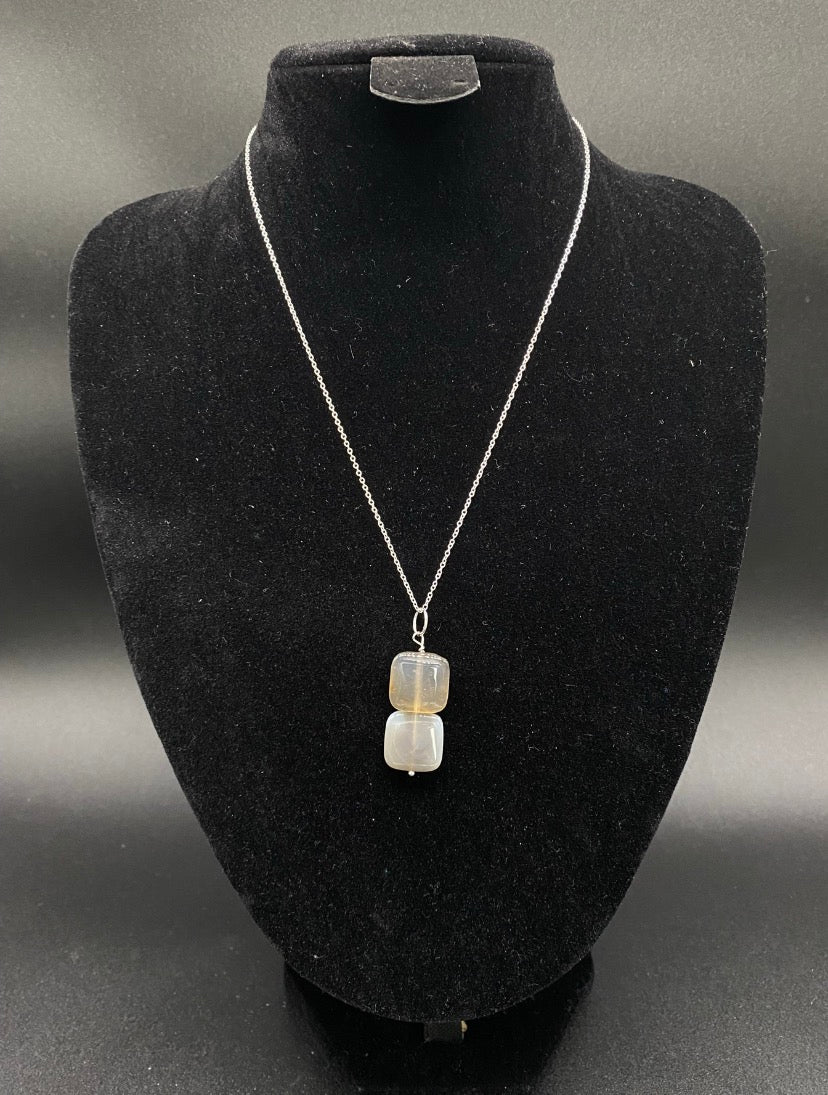 Double Botswana Agate Handmade Sterling Silver Necklace Stone of Change