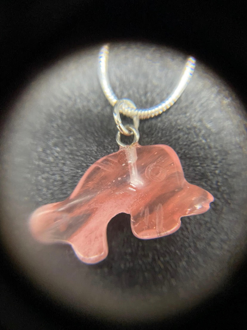 Strawberry Quartz Dolphin Sterling Silver Necklace