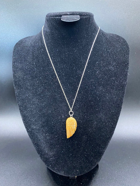 Citrine Angel Wing Pendant Sterling Silver Necklace