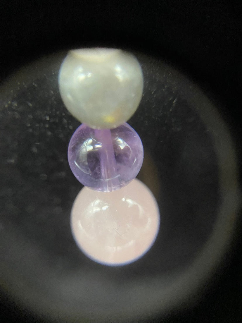 Crackle Quartz, Labradorite, Amethyst & Rose Quartz Drop Sterling Silver Necklace