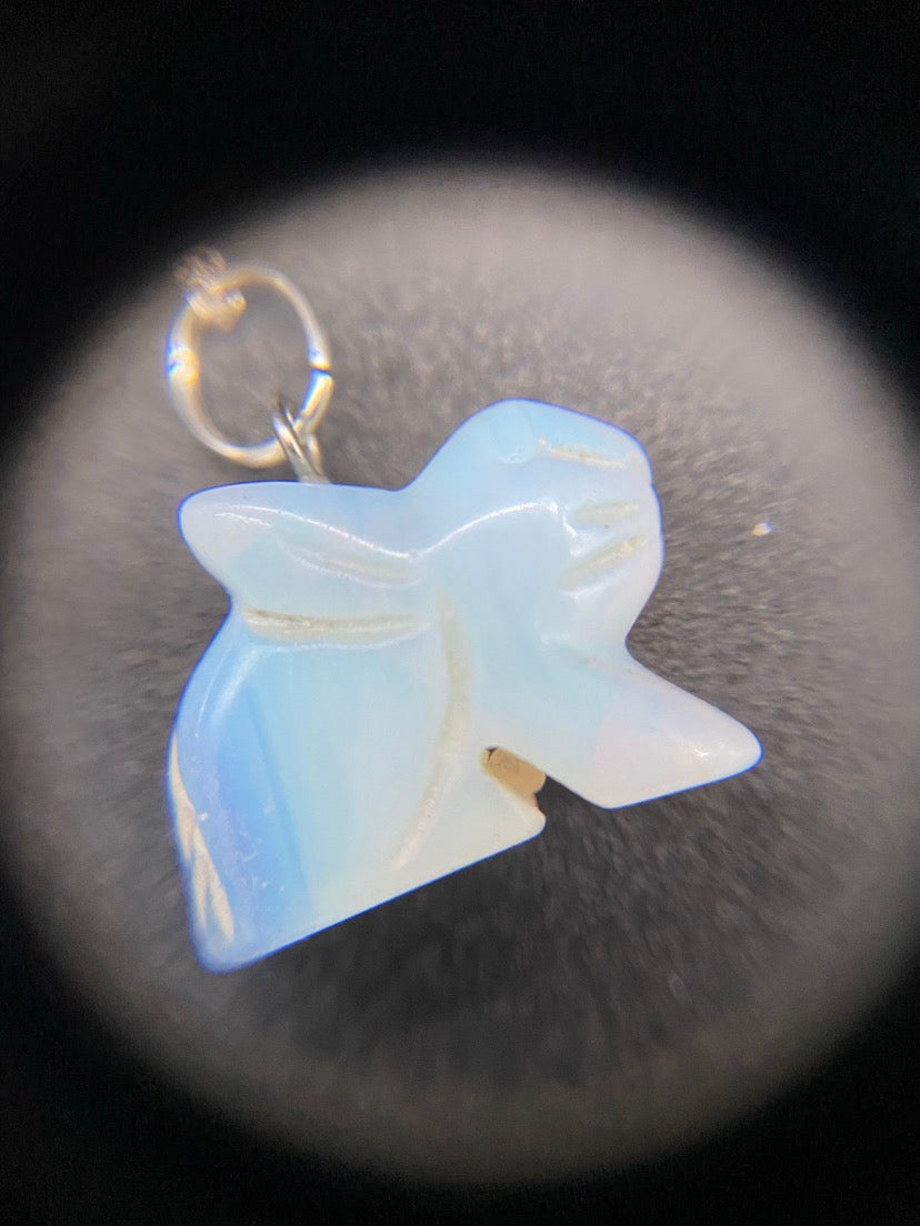 Opalite Rabbit Pendant Sterling Silver Necklace | Crystal Jewellery