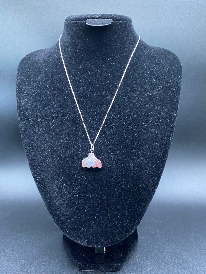 Ocean Jasper Whale Tail Pendant Sterling Silver Necklace | Crystal Jewellery