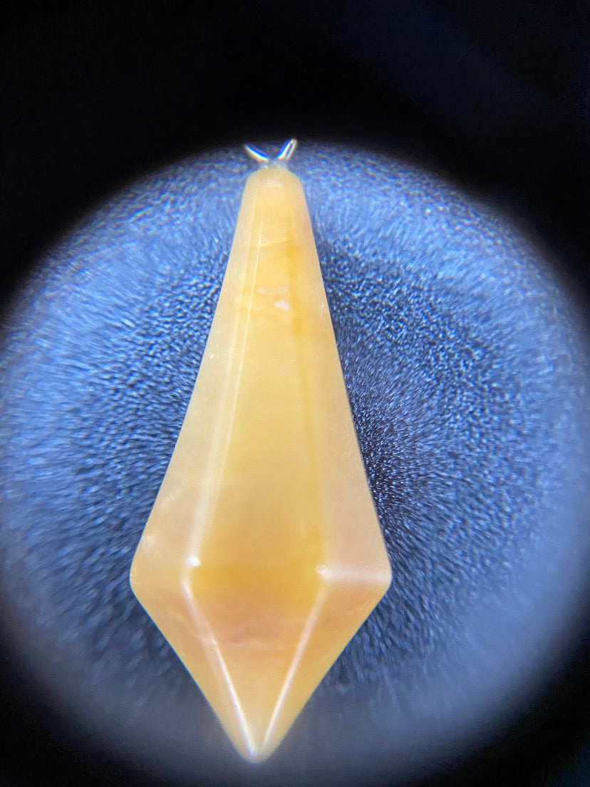 Orange Quartzite Faceted Pendulum Pendant Sterling Silver Necklace