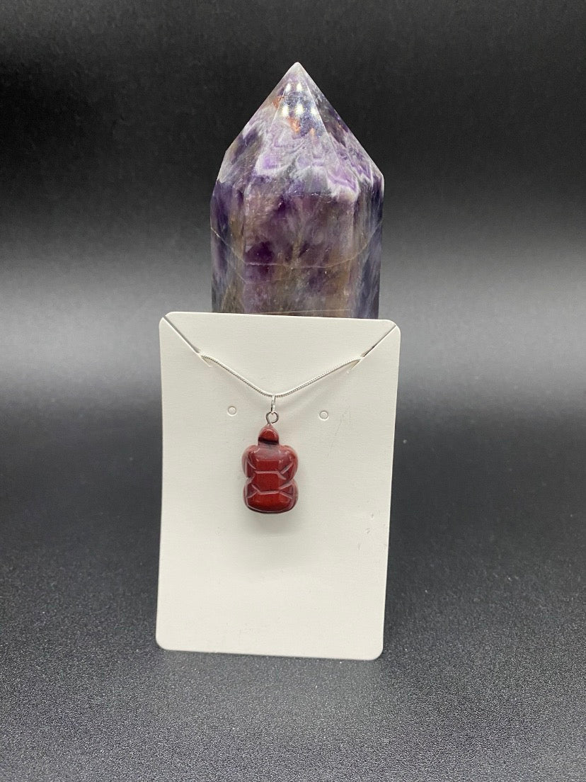 Red Jasper Turtle Sterling Silver Necklace