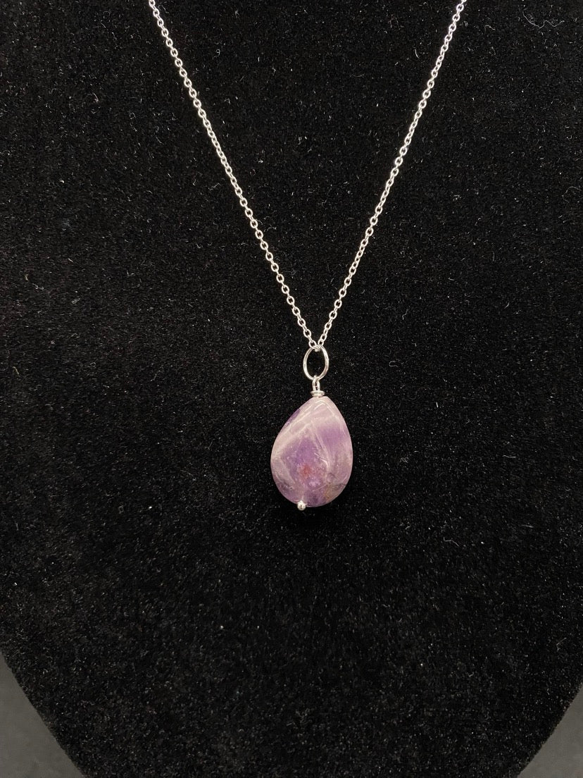 Amethyst Teardrop Sterling Silver Necklace
