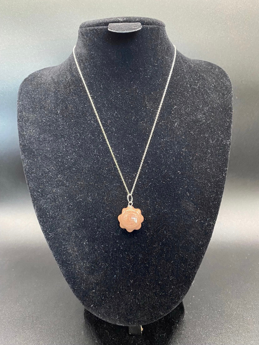 Red Jasper Sun Pendant Sterling Silver Necklace