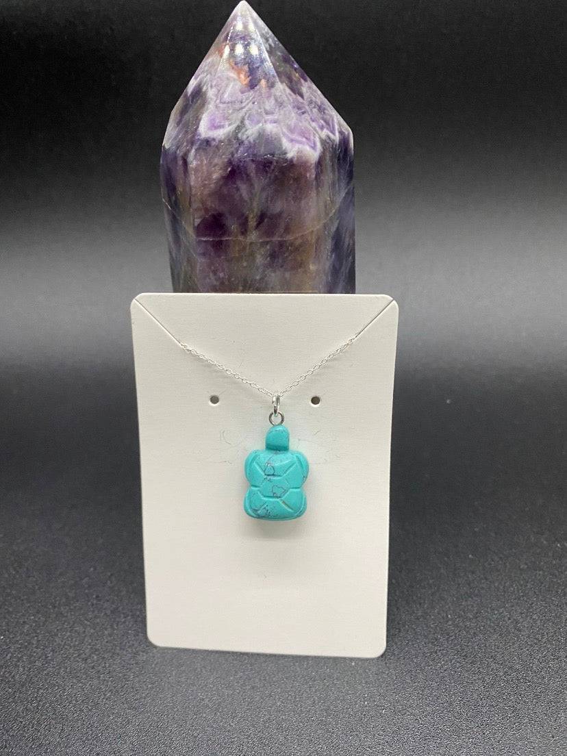 Turquoise Howlite Turtle Sterling Silver Necklace