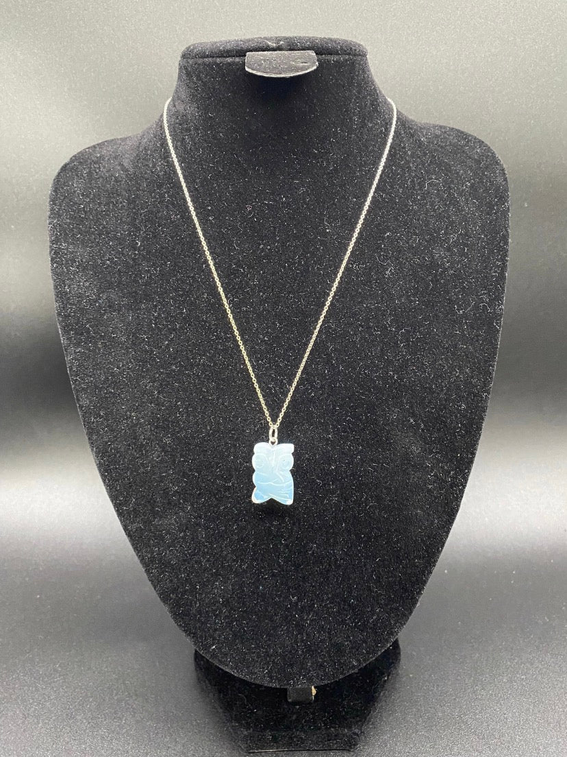 Opalite Owl Pendant Sterling Silver Necklace | Crystal Jewellery