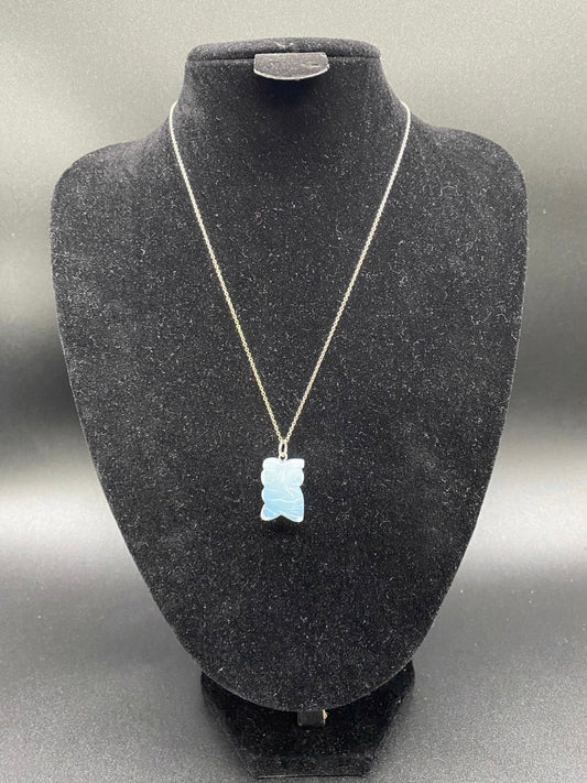 Opalite Owl Pendant Sterling Silver Necklace | Crystal Jewellery