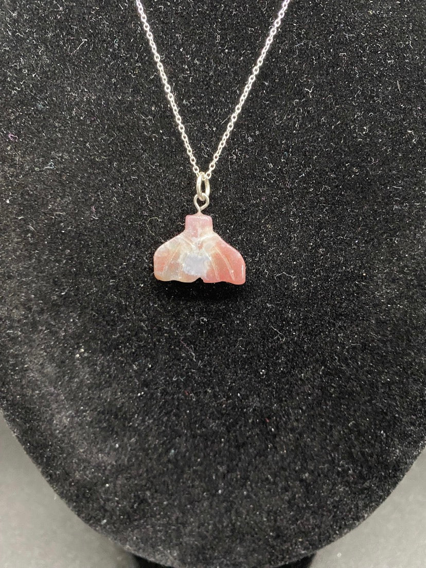 Ocean Jasper Whale Tail Pendant Sterling Silver Necklace | Crystal Jewellery