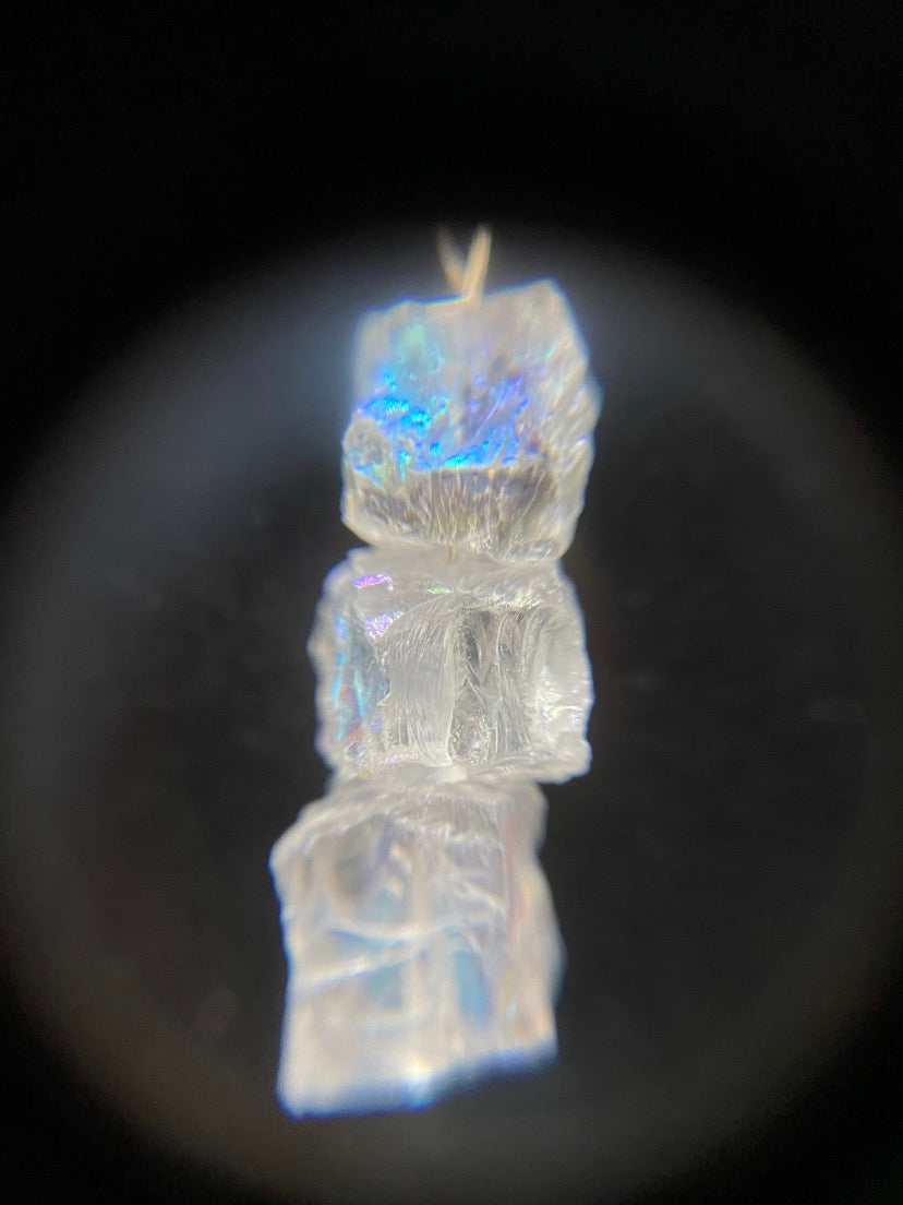 Mystic Quartz Raw Crystal Drop Sterling Silver Necklace