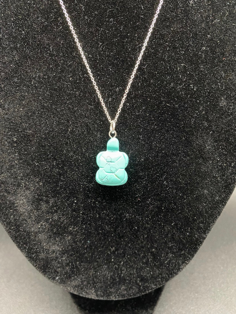 Turquoise Howlite Turtle Sterling Silver Necklace
