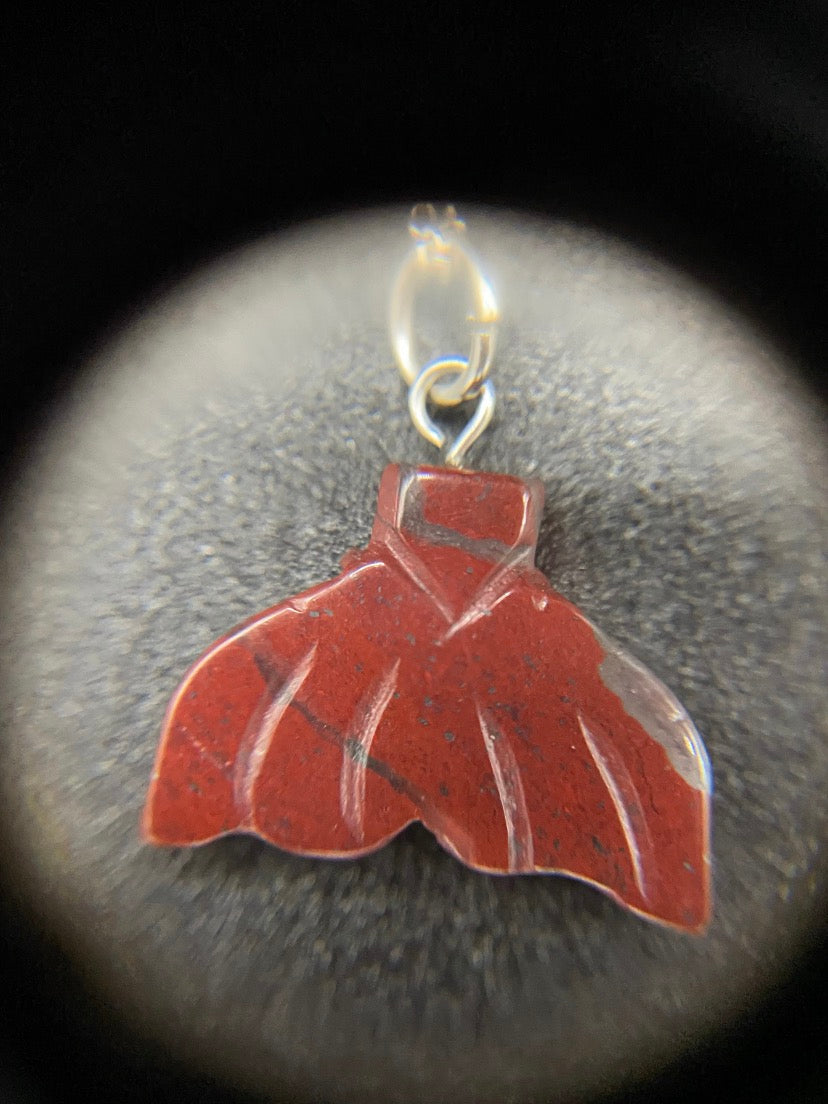 Red Jasper Whale Tail Sterling Silver  Necklace | Unique One of a Kind Crystal Pendant
