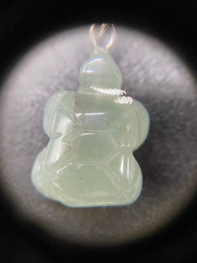 Green Aventurine Carved Turtle Sterling Silver Pendant Necklace