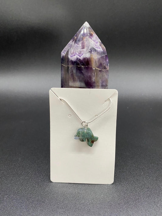 Green Jasper Dolphin Sterling Silver Necklace | Ocean Inspired Necklace