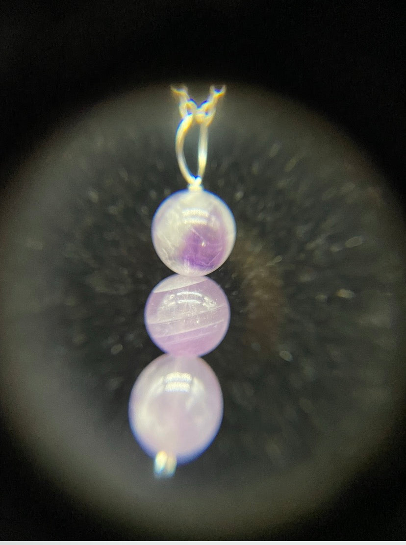 Amethyst Bead Pendant Sterling Silver Necklace – Handcrafted Triple Drop Jewellery