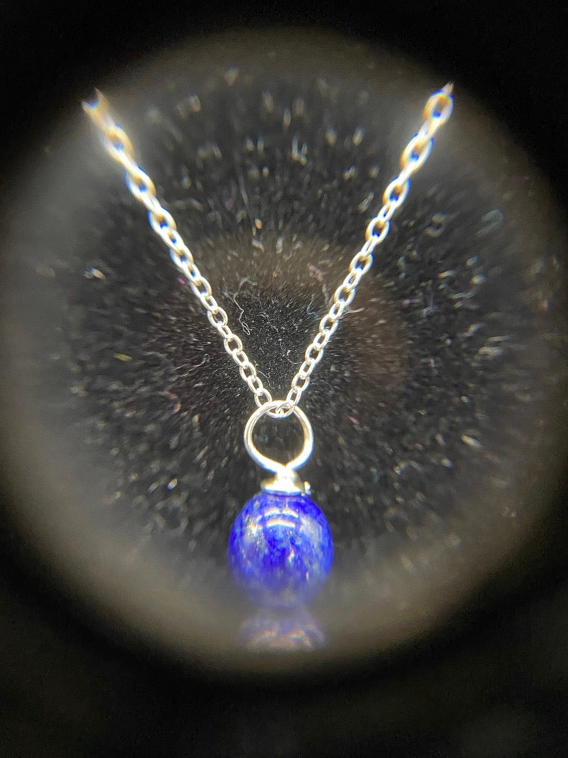Lapis Lazuli Three-Bead Drop Sterling Silver Necklace